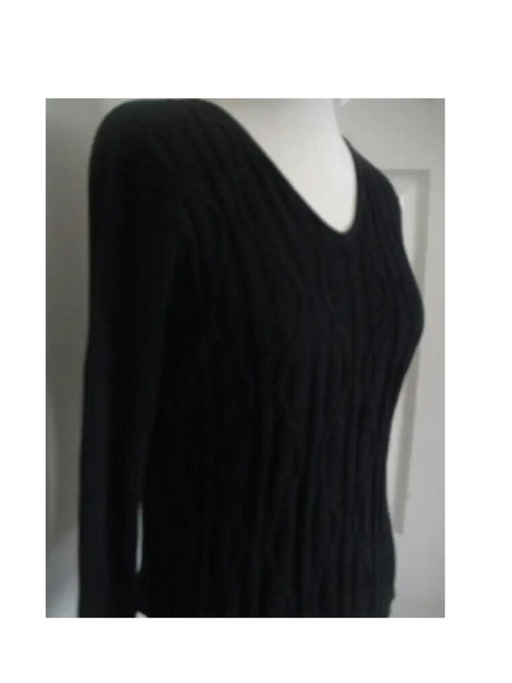 Mexx Women Sweater Black Cable Knit V Neck Pullover Size M